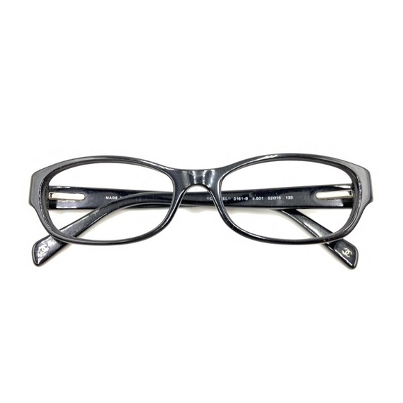 Chanel 3161-B 501 Black Crystals Oval Eyeglasses Frames 52-16 135 Italy Designer - Picture 12 of 12